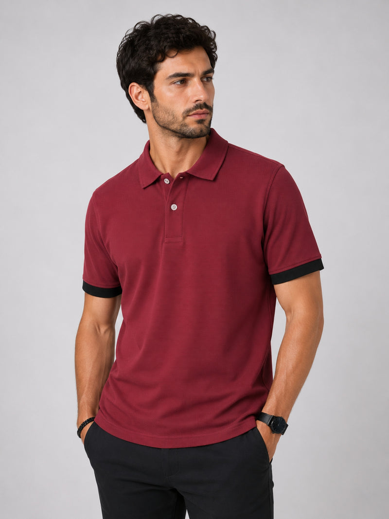 Men's Self Fabric Collar Classy Polo Shirt