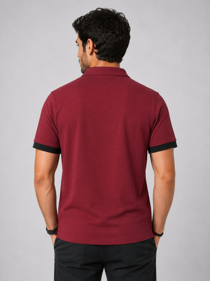 Men's Self Fabric Collar Classy Polo Shirt