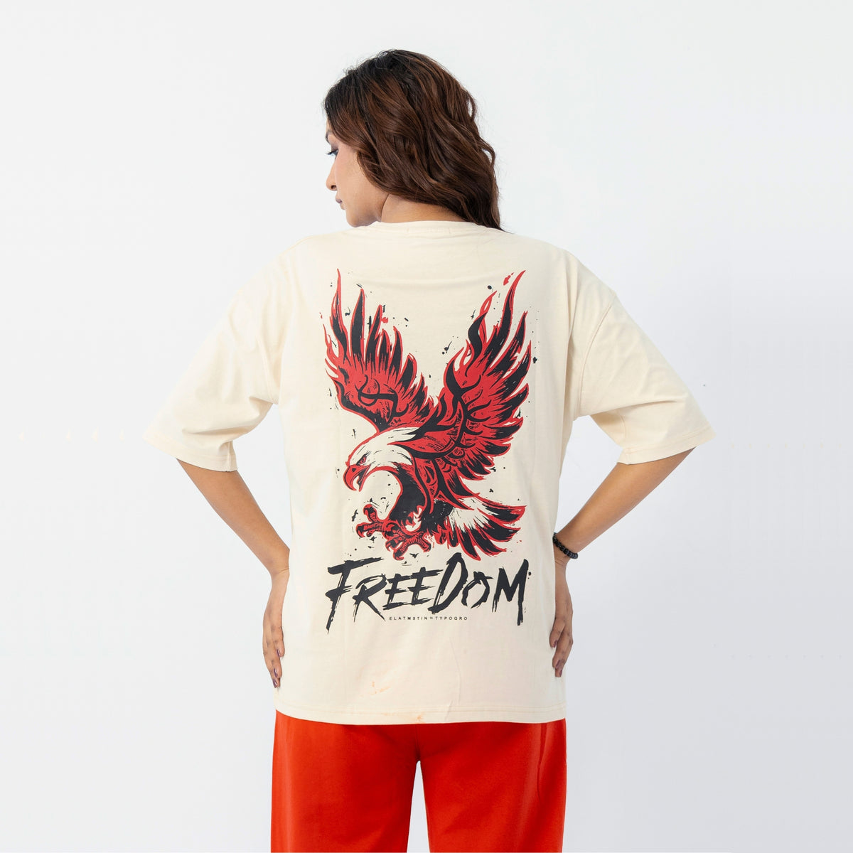 Unisex Freedom Eagle Graphic Drop Shoulder T-Shirt