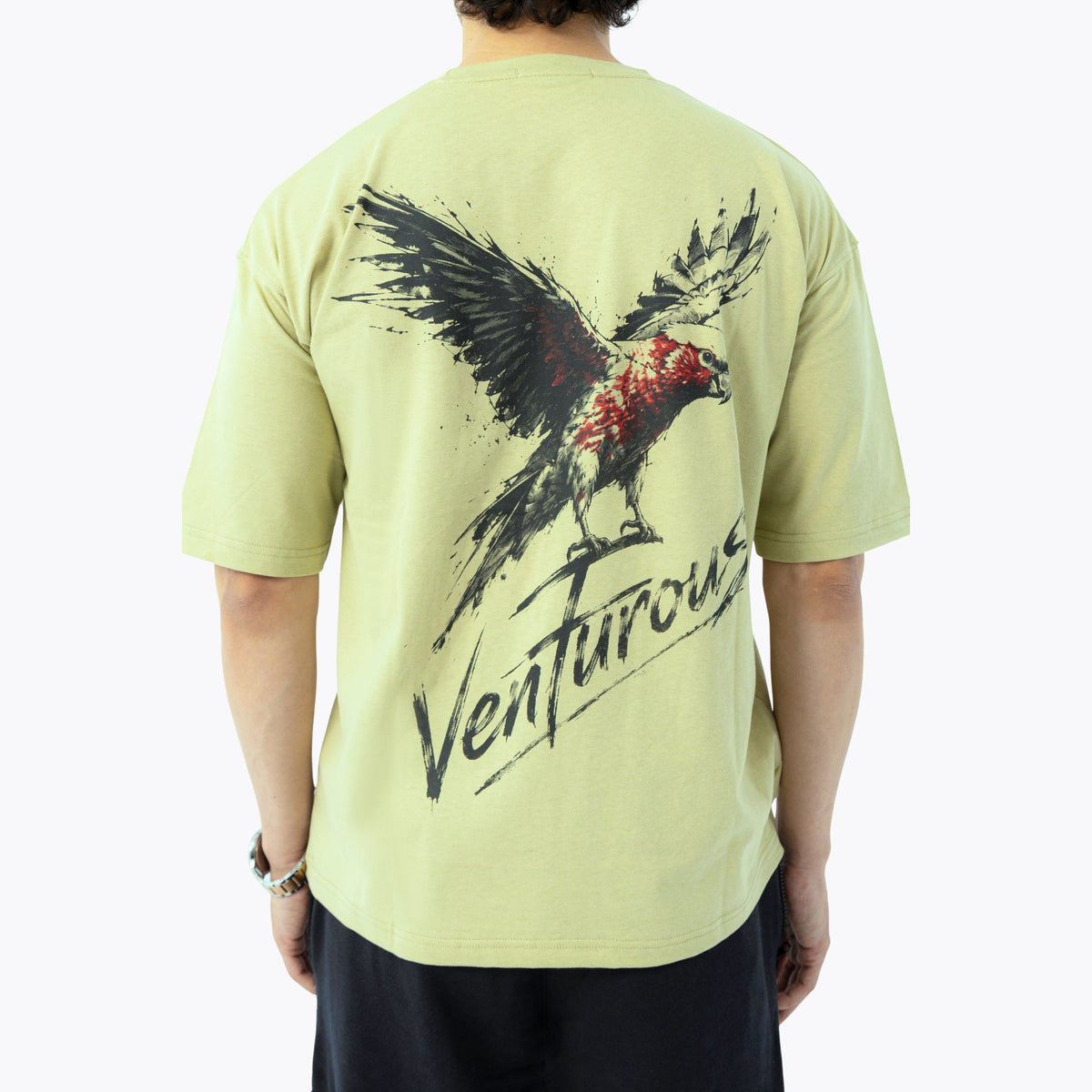 Unisex Venturous Bird Graphic Oversized Drop T-Shirt