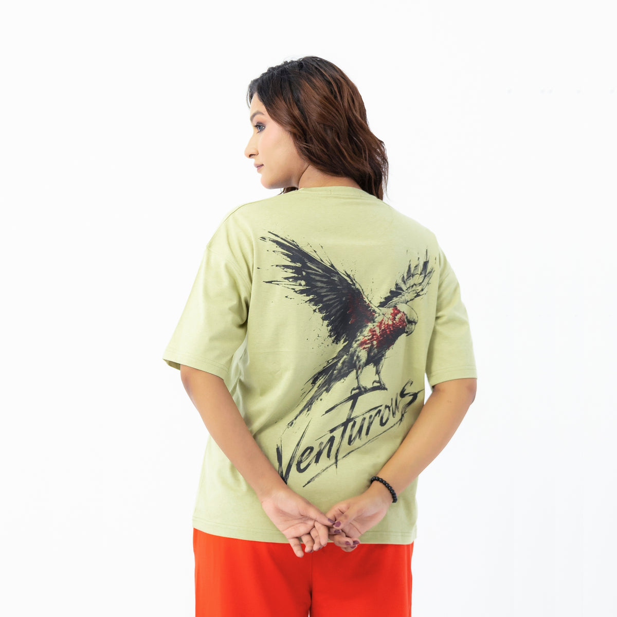 Unisex Venturous Bird Graphic Oversized Drop T-Shirt