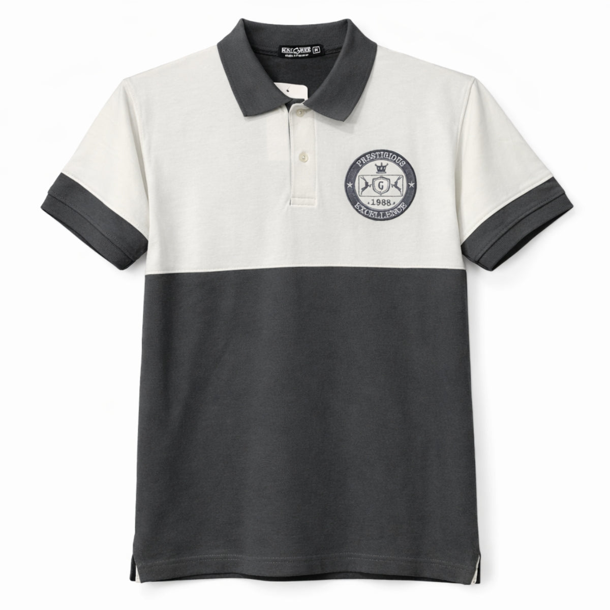 Men's Signature Emb Luxury Panel Polo - Rust & Dark Gray
