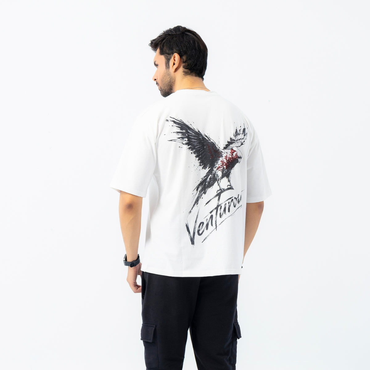 Unisex Venturous Bird Graphic Oversized Drop T-Shirt