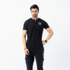 Men’s Signature Embroidered Contrast Neck Henley T-Shirt – Black