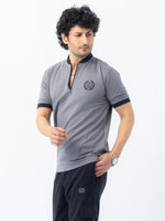Men’s Crew Neck Half-Zip T-Shirt - Medium Gray